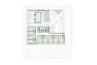 Debreceni Egyetem ´UniGreen Hotel´ Innovációs Oktatószálloda, második emelet alaprajz / 4N Építésziroda	