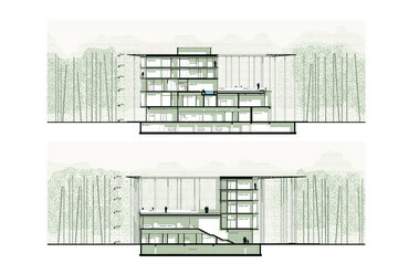 Debreceni Egyetem ´UniGreen Hotel´ Innovációs Oktatószálloda, metszetek / 4N Építésziroda	