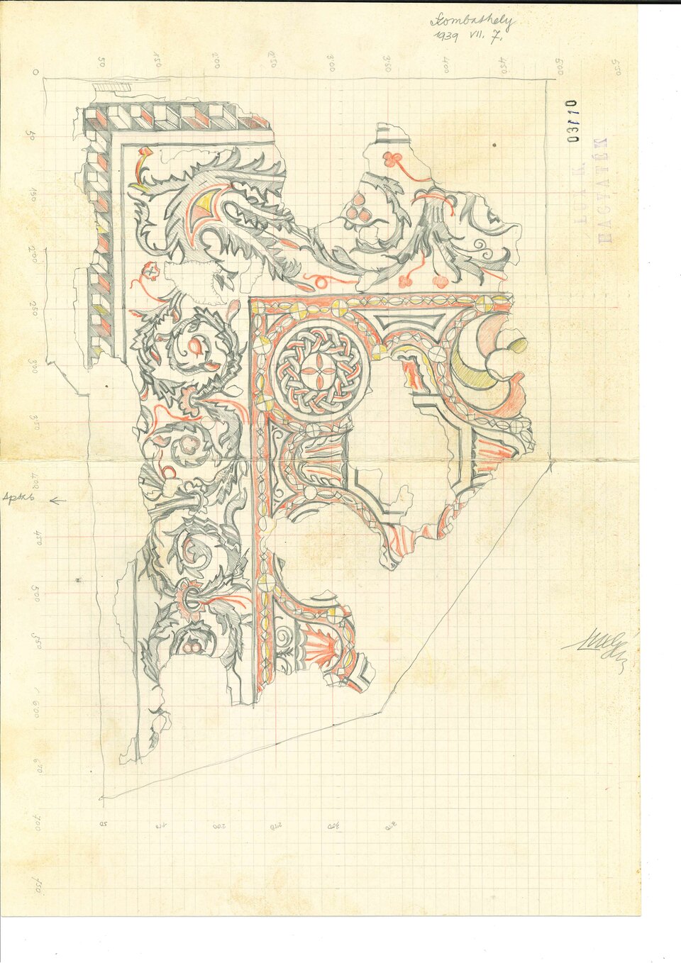 Lux Kálmán: Szombathely, romkert, padlómozaik, 1939. Tervtár, ltsz. R 3110