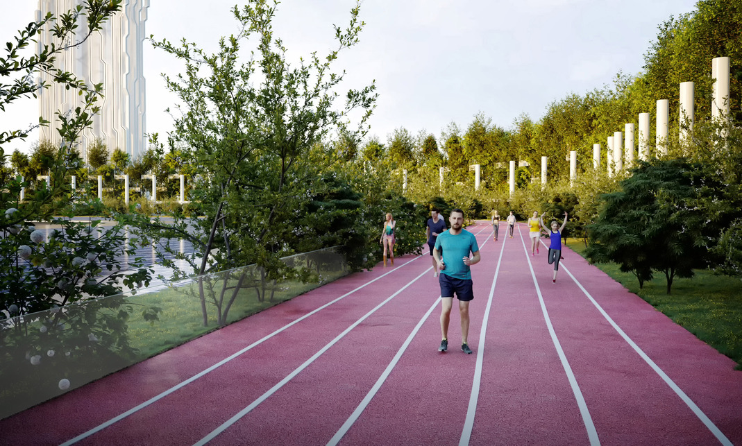 Látványterv – Az International Forest Stadium. Forrás: Stefano Boeri Architetti