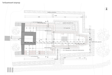 Tetőszerkezeti alaprajz, A Szent Balázs templomrom revitalizációja, Zslebics Judit diplomamunkája