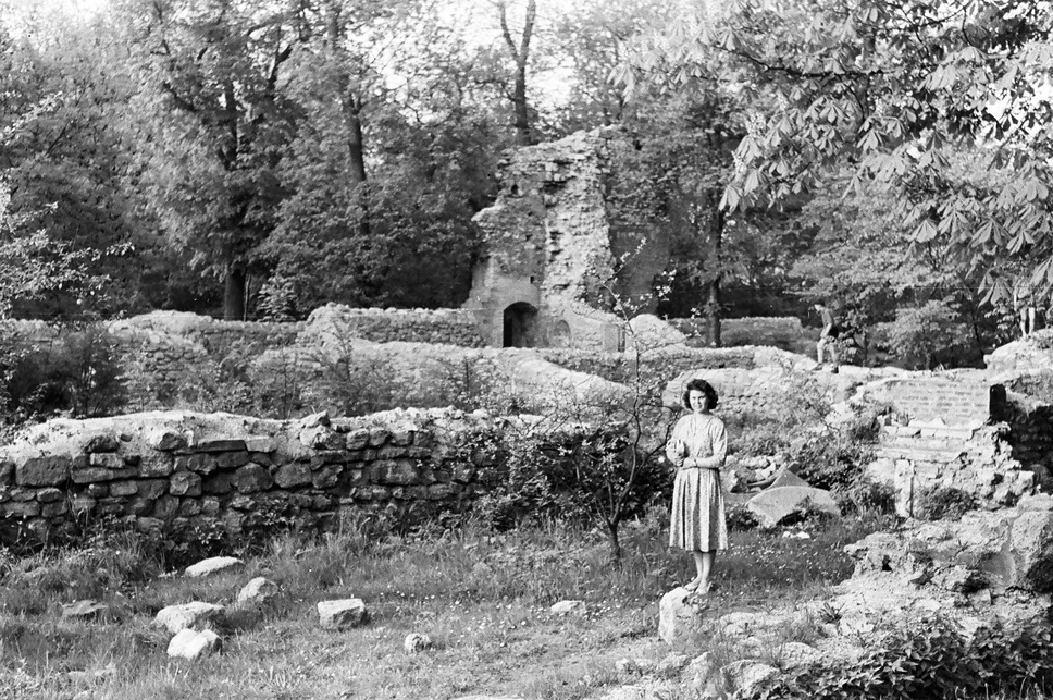 A domonkos kolostor elburjánzott romterülete 1957-ben, Forrás: Fortepan, Adományozó: Umann Kornél