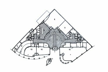 Képviseleti Irodaház, az épület földszinti alaprajza. | Finta József műhelye c. kötet, 1997