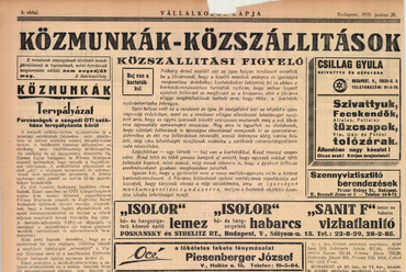 Az OTI-székház pályázata körüli bonyodalmakról szóló beszámoló a Vállalkozók Lapja 1935. június 26-i számában. Forrás: ADT Arcanum