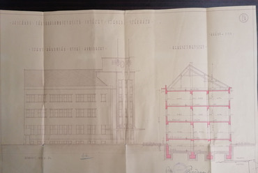 A szegedi OTI-székház egyik meglévő tervlapja. MNL Csongrád-Csanád Vármegyei Levéltár, HU MNL CSML KL XV.2a 21814/1936. Fotó: Kovács Dániel