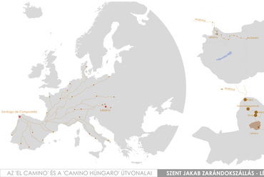 Az el camino és a camino húngaro útvonalai
