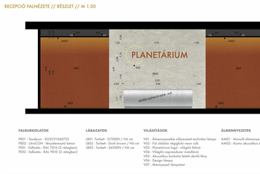 népligeti TIT Planetárium belsőépítészeti áttervezése/ falnézet
