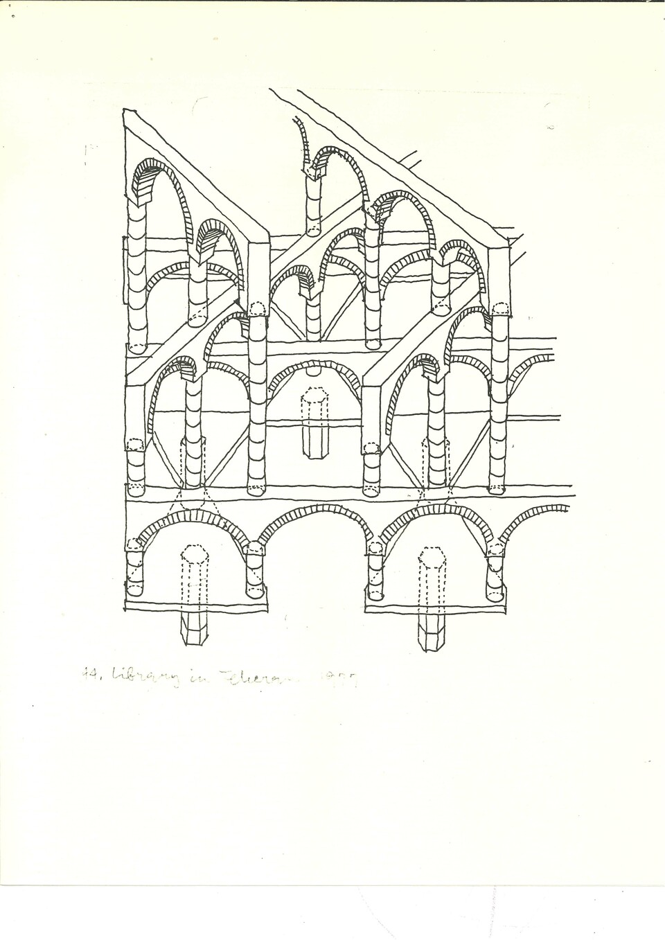 A teheráni könyvtár részletrajza letisztázva, 1980 körül (Fekete portfólió)
