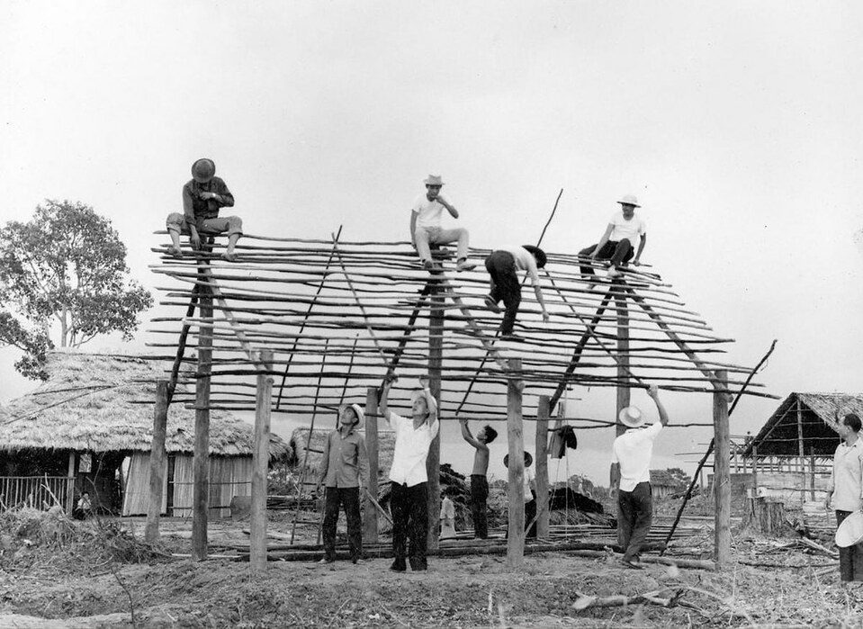 A strategic hamlet school constructed by local self-help groups in 1963