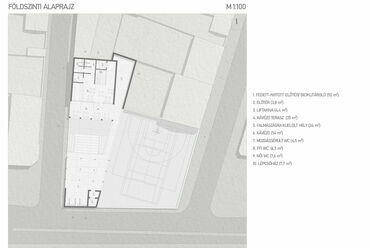 Földszint alaprajza. Közösségi torony és sportpálya, Debrecen. Rácz Attila diplomaterve. 2024. 
