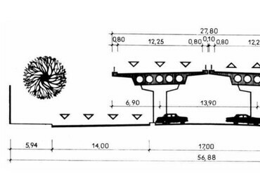 A Hungária körút tervezett mintakeresztszelvénye. Forrás: AUTÓ-MOTOR, 1967
