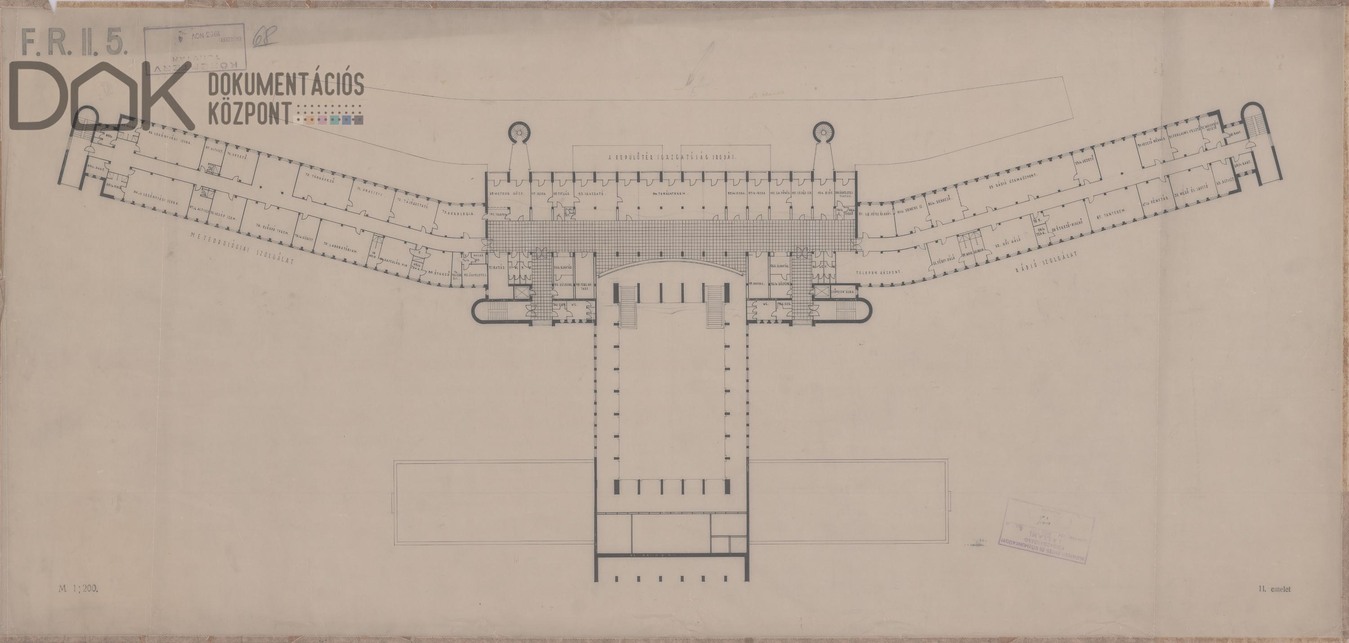 Ferihegyi repülőtér 1-es terminál, II. emeleti alaprajz (1949). Tervező: Dávid Károly (ÁMTI)
