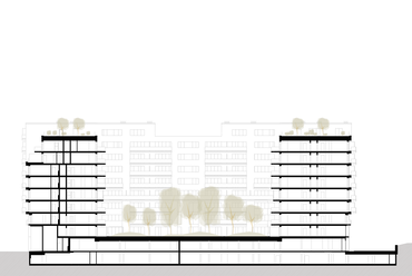 Westside Grand, metszet. Tervező: Hajnal Építész Iroda Kft.
