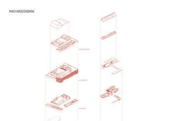 Magyarázóábra. Petőfi Sándor Kulturális Központ építészeti tervpályázat, az AU.ROOM III. díjas terve, 2024.
