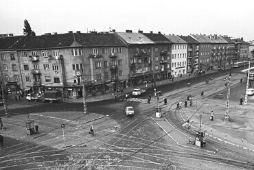 Bosnyák tér, kilátás a Zuglói villamos kocsiszín tetejéről, 1972. Fortepan / FŐMTERV
