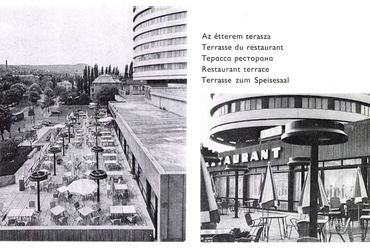 Egy szinttel az éttermi terasz alatt zöldfelület és kis grillterasz is volt. Forrás: MÉ, 1968
