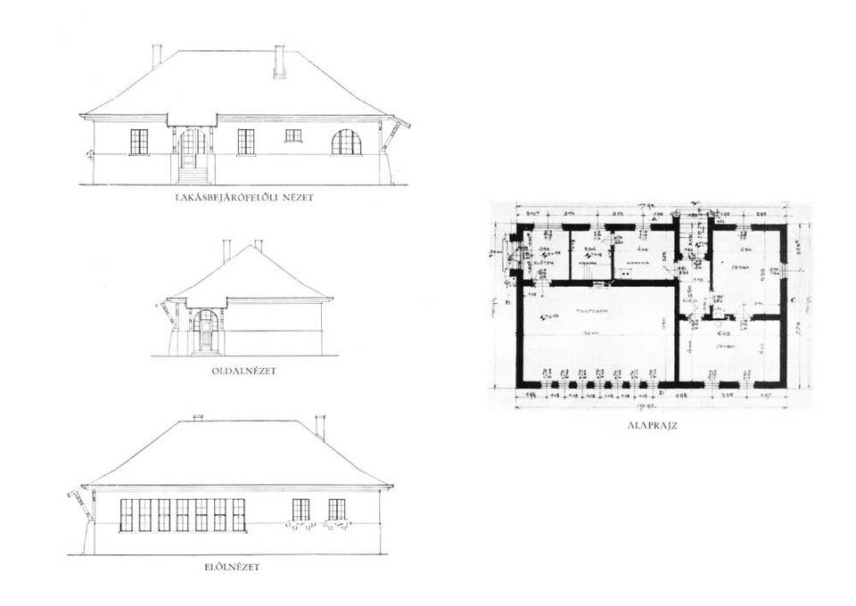 H típusterv. Egy tanterem és tanítói lakás. Forrás: Magyar építőművészet XXVIII. Évf. 1928. 10-12. lapszám.
