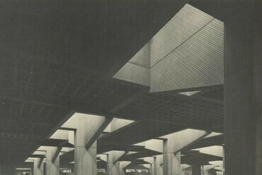 Concordia Kiállítási Csarnok, Place Bonaventure. Tervezők: Raymond T. Affleck és Vecsei Éva. [Ismeretlen szerző. Forrás: Schmertz 1965, 125. o.]
